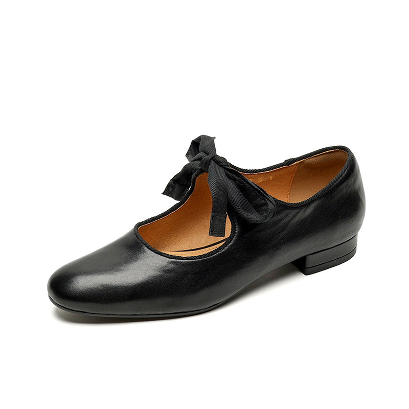 Women's Retro Low Small Spring Genuine Round Toe Pumps Women's Fashion Shoes