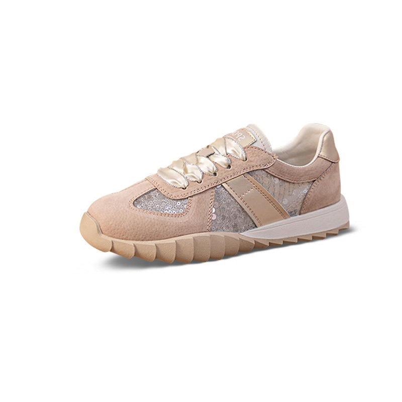 Women's White Summer Versatile Thick Bottom Breathable Genuine Women's Casual Shoes