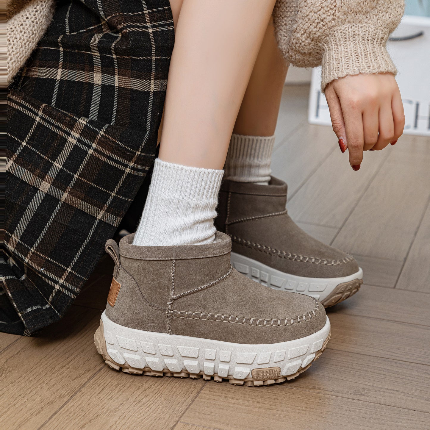 Winter Durian Thick Bottom Short Tube Snow Boots