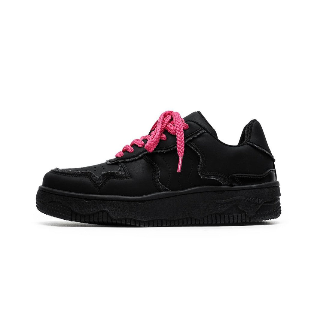Solid Color Low Top Sports Skateboard Platform Sneakers