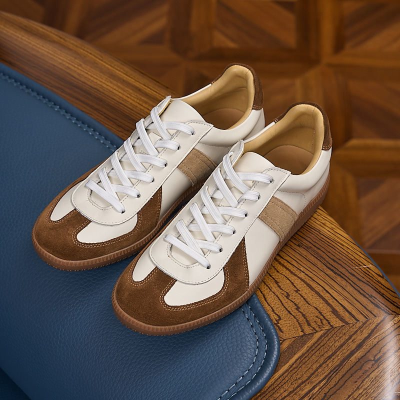 Men's Outdoor Sports Flat White German Training Sneakers