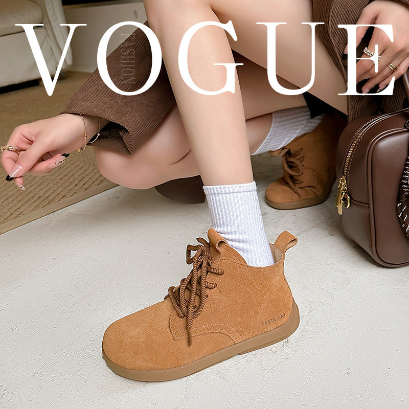 Women's Genuine Flat Retro Easy Matching Boots