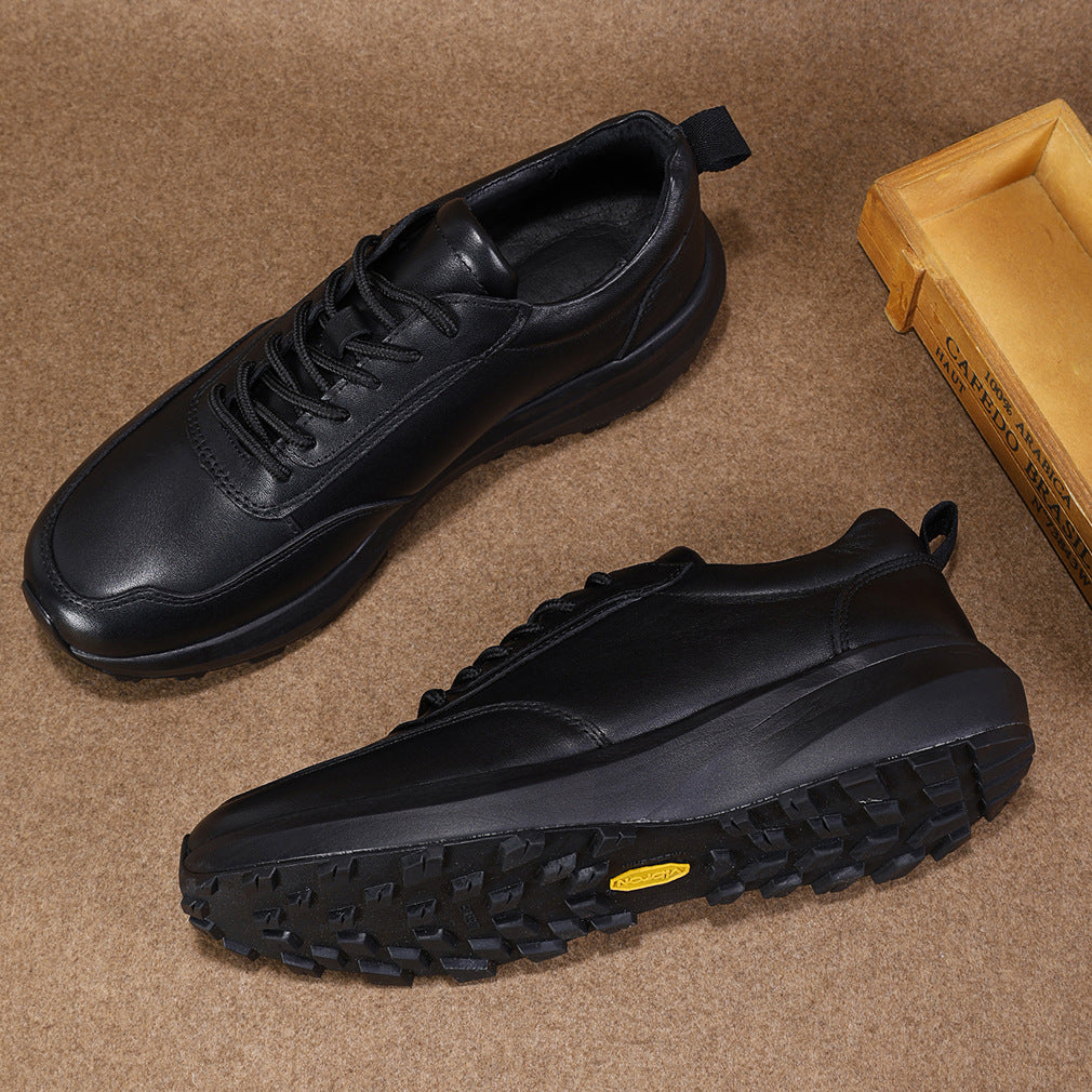 Popular Fashion Green Black Round Toe Leather Shoes