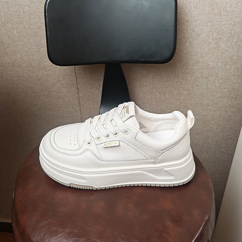 Women's Mesh White Summer Breathable Round Head Thick Bottom Fashionable Casual Shoes