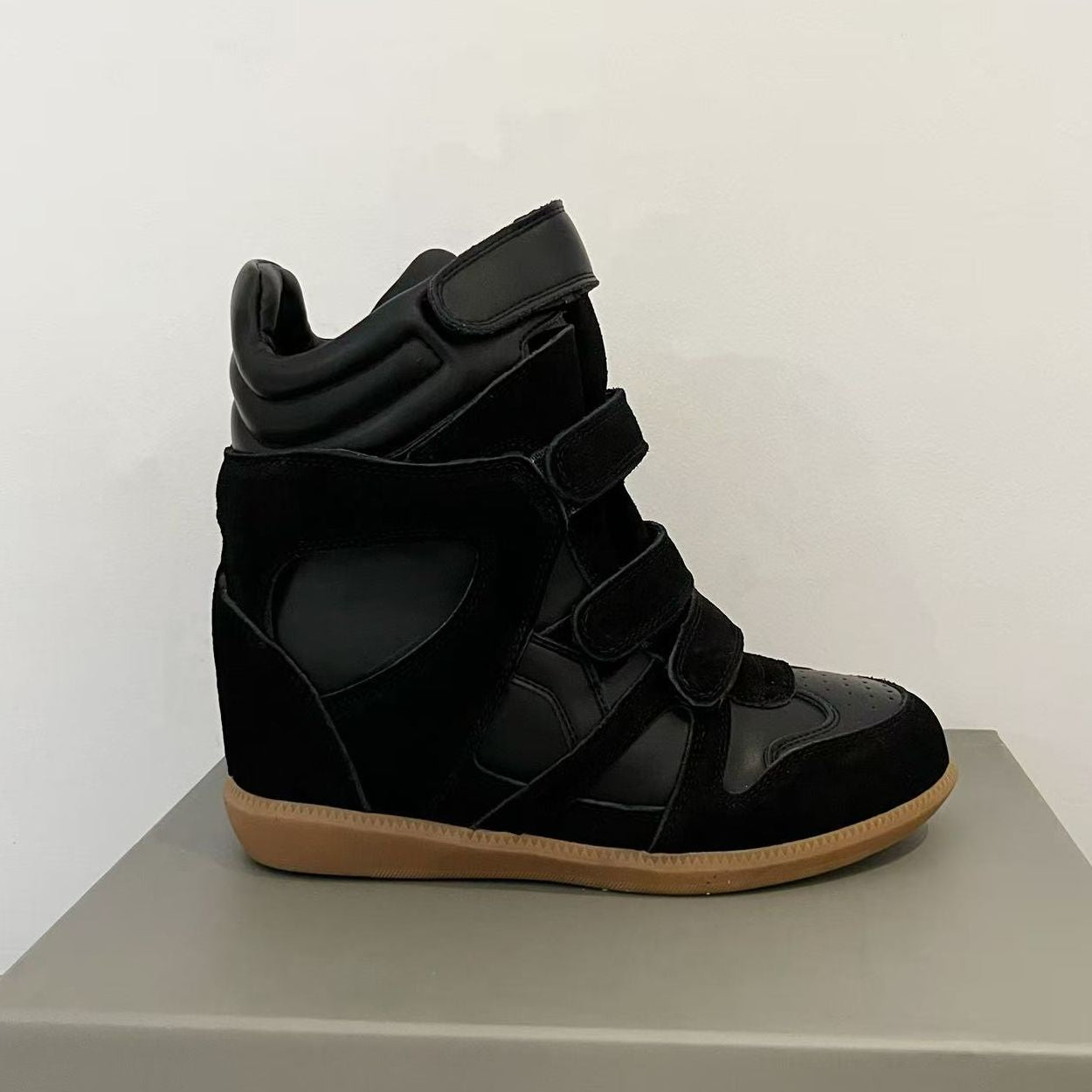 Women's Height Increasing Insole Genuine High Top White Sneakers
