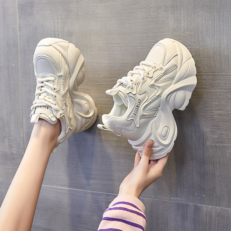 Women's Dad Autumn Small Platform Hidden White Casual Shoes