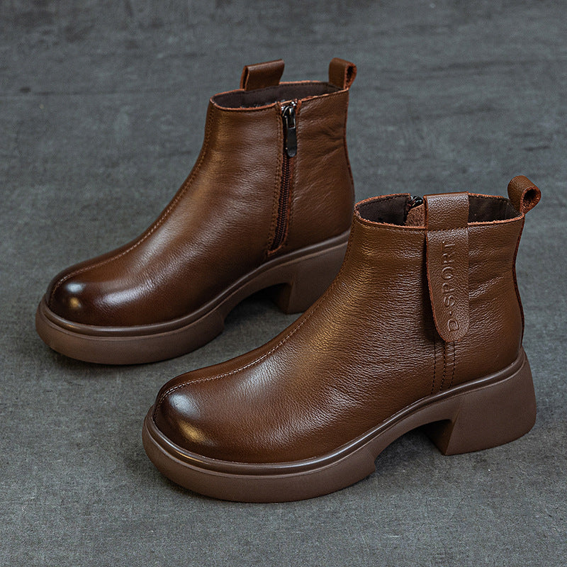 Women's First Layer Cowhide Martin Simple Lightweight Women's Leather Boots