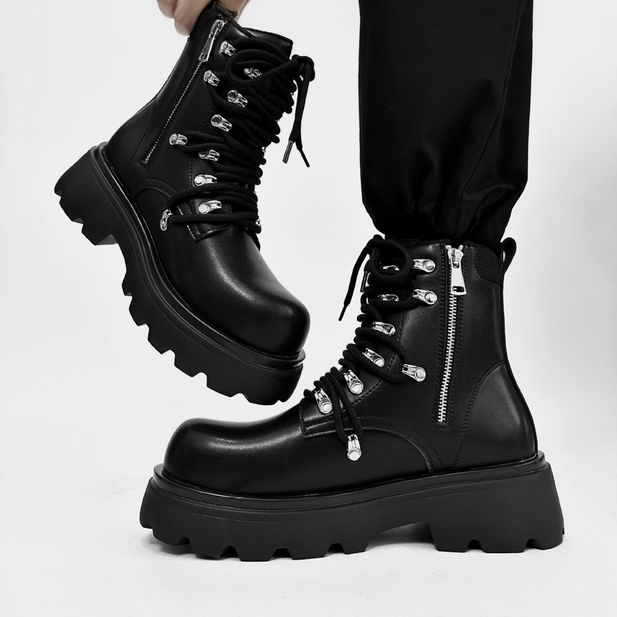 Men's Zipper Chelsea Martin Height Increase Device Boots