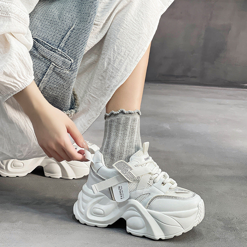 Women's Dad Autumn Genuine Breathable Platform Height Increasing Sneakers