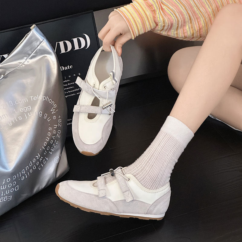 Women's Velcro Mary Jane Hollow Out German Training Shallow Mouth Not Women's Sports Shoes