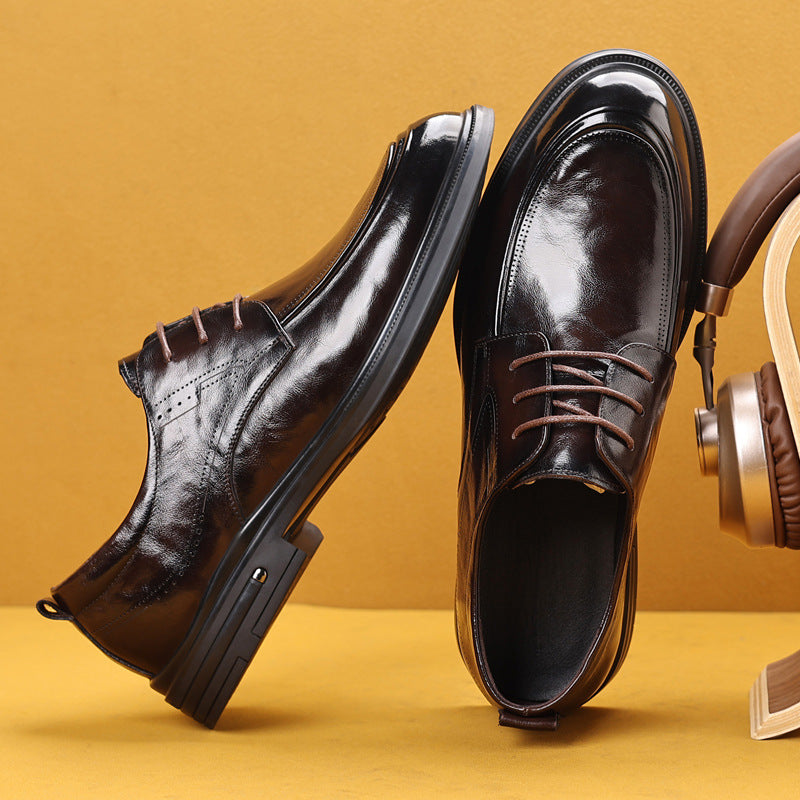 Men's Layer Cowhide Business British Style Formal Leather Shoes