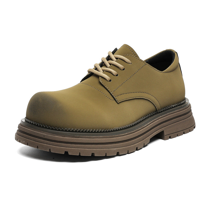 Men's Martin Thick Bottom Increased Derby Retro Distressed Low Top Leather Shoes