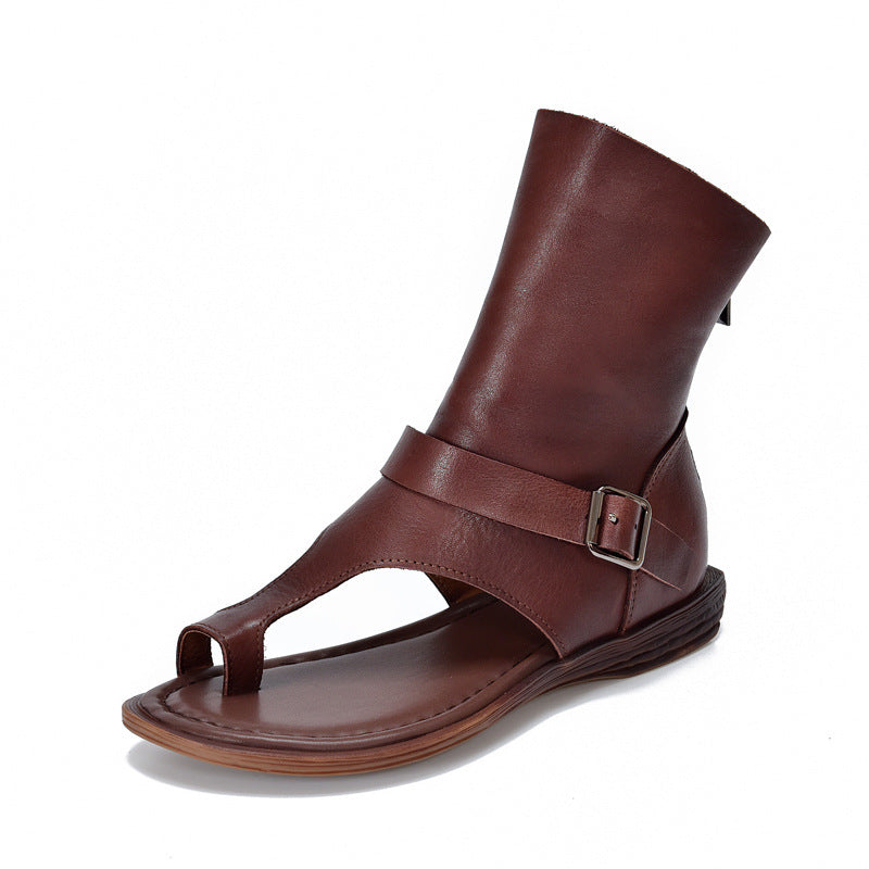 Women's Buckle Cover Toe Short Summer Roman Flat Sandals