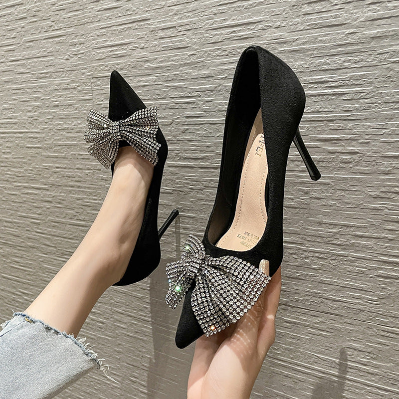 Women's Bow Rhinestone Stylish Pointed Toe Night Women's Shoes