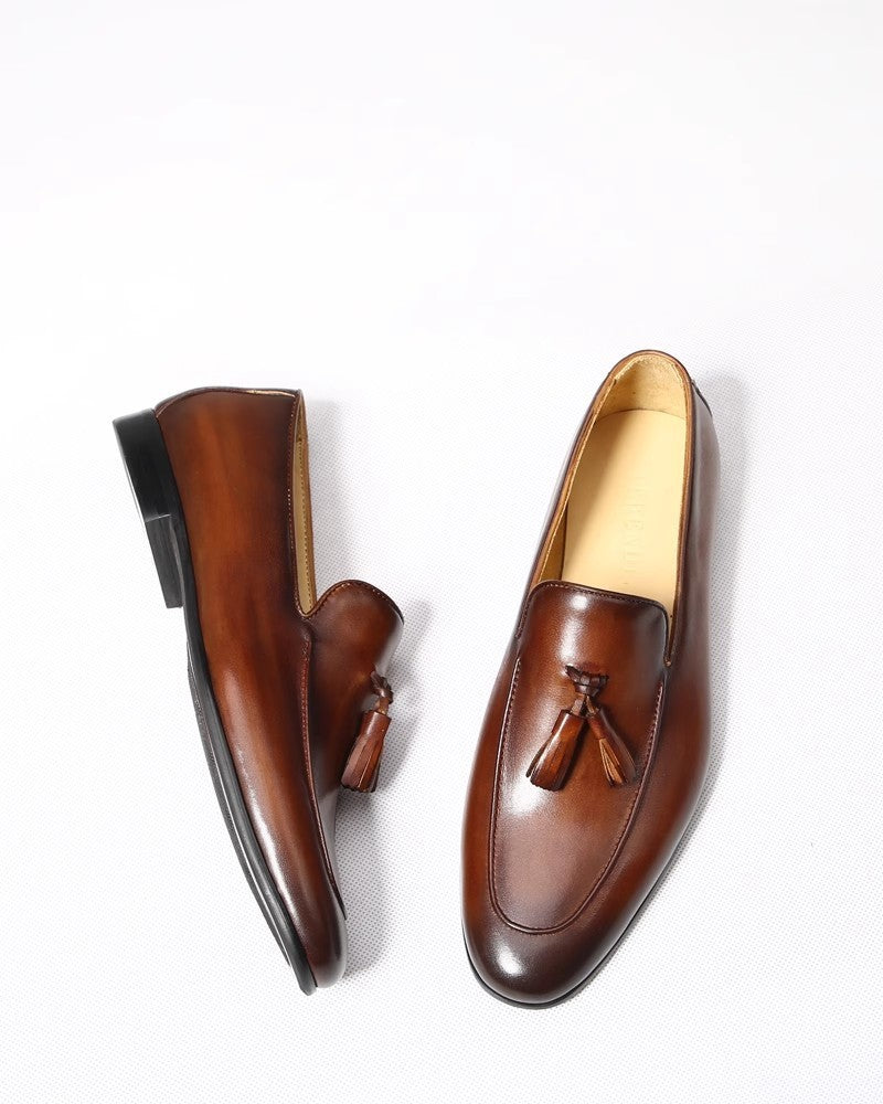 Men's Handmade Genuine Fringed Slip-on British Style Leisure Doug Store Loafers/doug Shoes