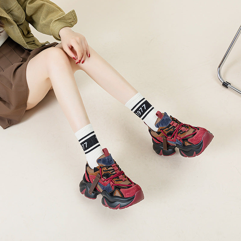 Clunky Female Winter Fleece-lined Platform Height Sneakers