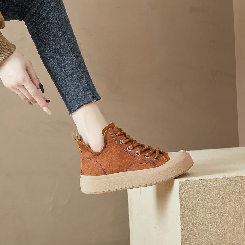 Women's British Style Korean Platform Retro Shell Boots