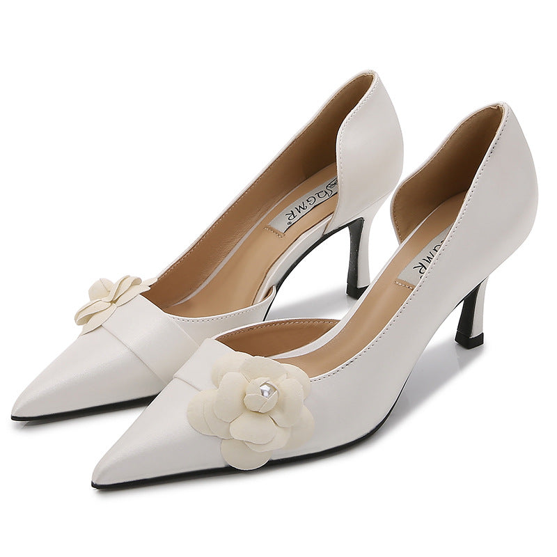 High County Stiletto Camellia White Wedding Women's Fashion Shoes