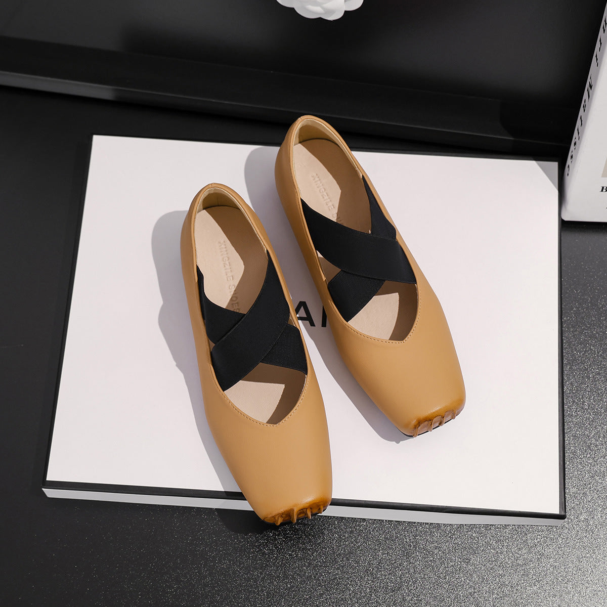 Women's Genuine Pig Nose Square Head French Heels