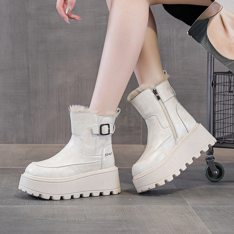 Women's Martin Small Fleece-lined British Style Retro Women's Casual Shoes