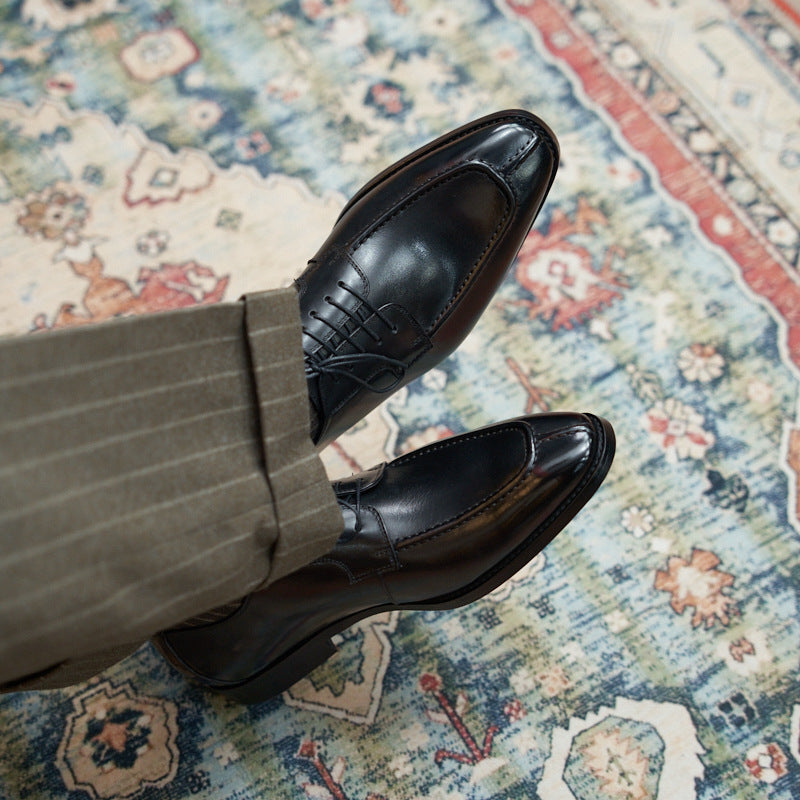 Men's Size Italian Norwegian Sewing Low Cut Leather Shoes