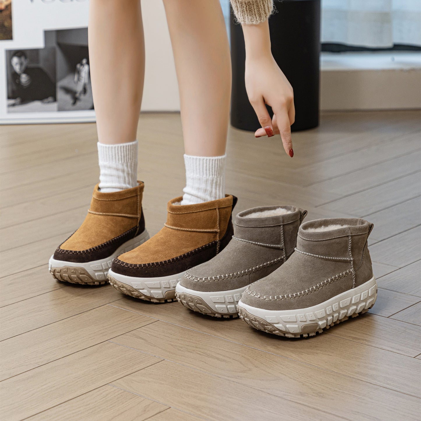 Winter Durian Thick Bottom Short Tube Snow Boots
