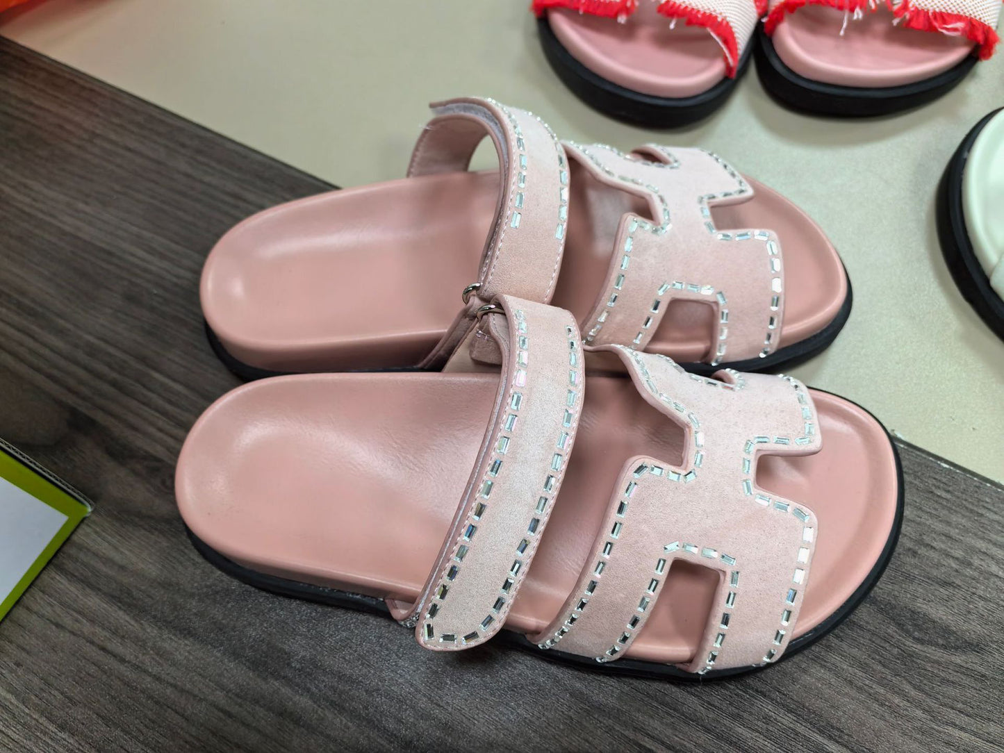 Women's Lazy Velcro Genuine Summer Thick Sole Half Slippers