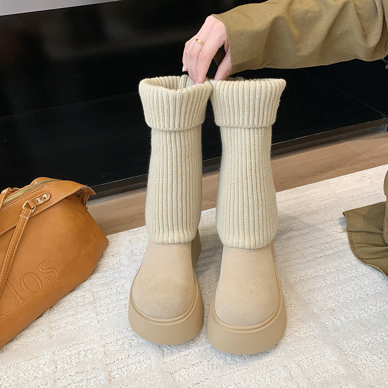 Warmer Knitted Calf Socks Thick Length Boots