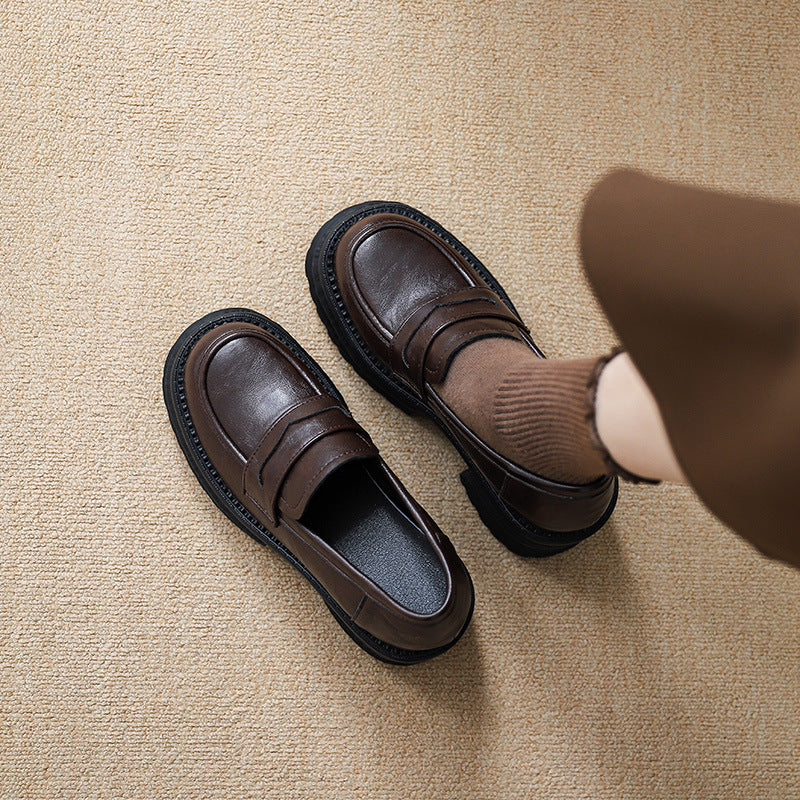 Women's Platform Slip-on Versatile Single-layer British Style Loafers