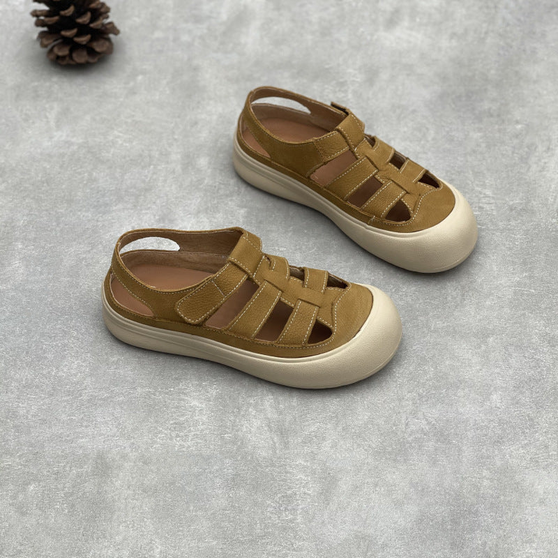 Women's Genuine Slip-on Closed Toe Summer Outer Wear Hollow Breathable Soft Sandals