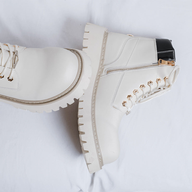 Men's Increased British Style Winter Fleece Biker Boots