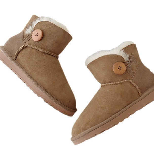 Women's Winter Warm Sheepskin Fur Short Thickening Snow Boots
