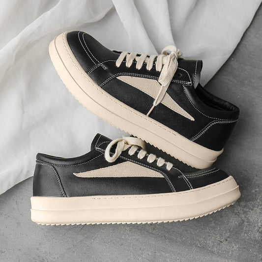 Men's Design Style Surface Dark Black White Low Sneakers