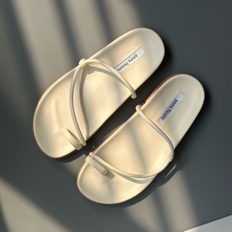 Women's & Men's Simplicity Thin Strap Roman Genuine Toe Slippers