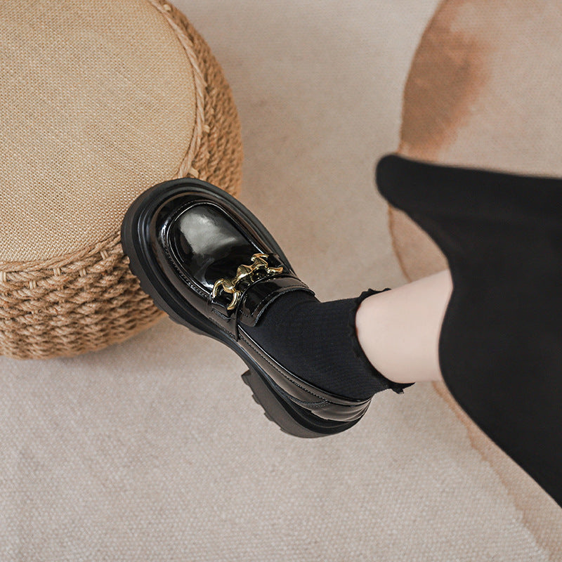Women's Spring British Style Mary Jane Black Women's Casual Shoes