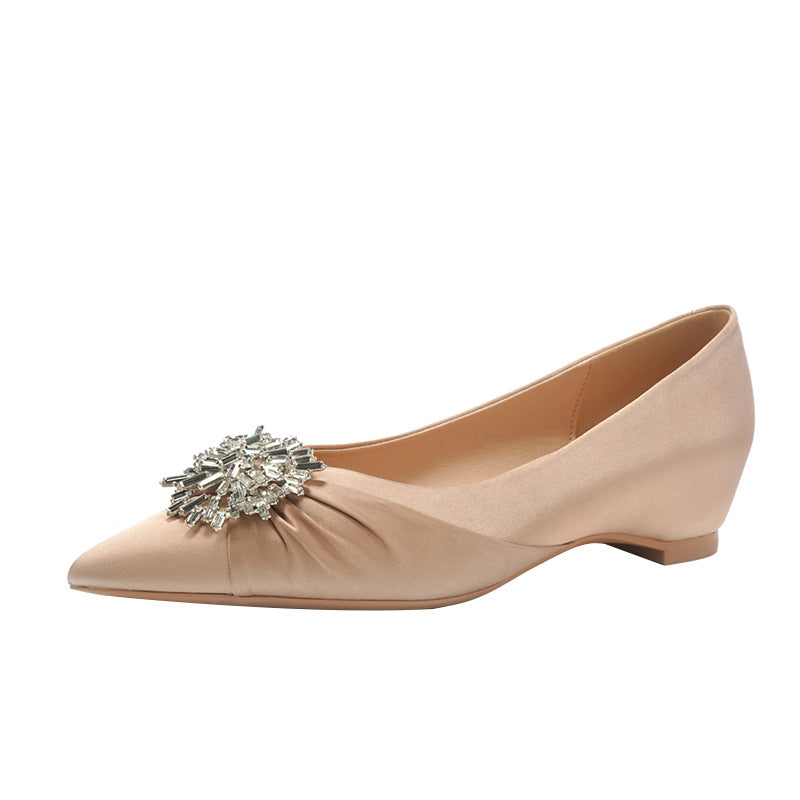 Silk Satin Small With Hidden Female Women's Shoes
