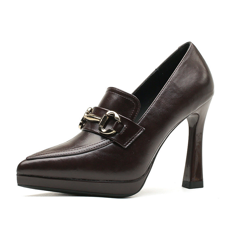 Women's Not Tired Feet High Pointed Stiletto Metal Buckle Women's Fashion Shoes