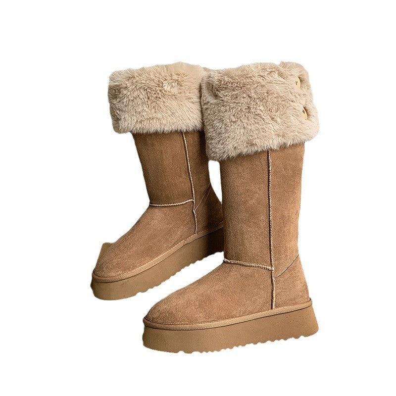Two-way Winter Suede Round Toe Northeast Boots