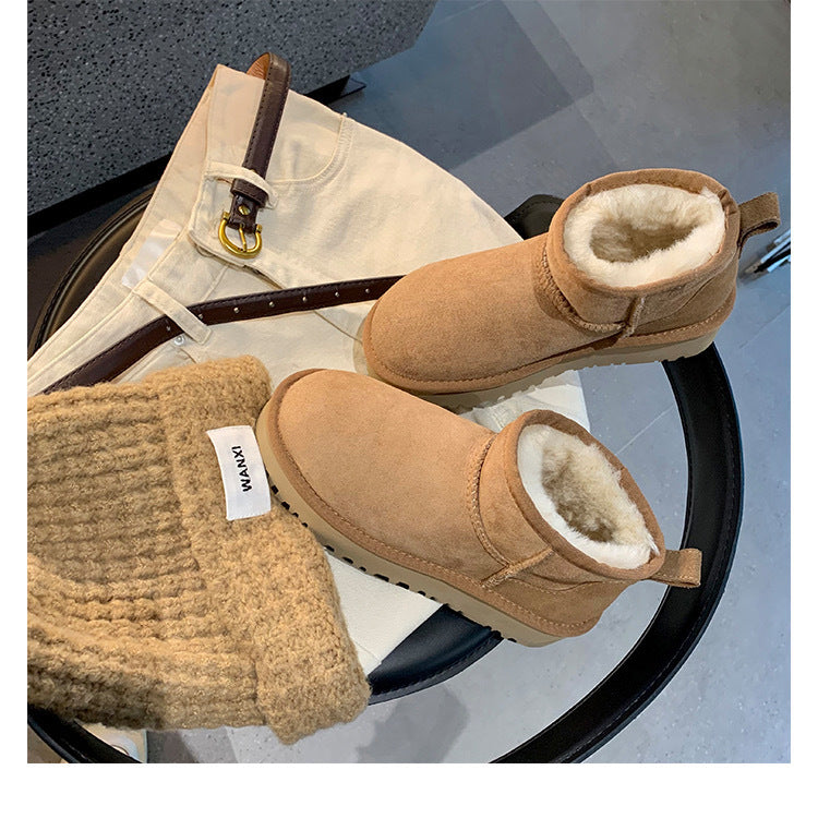 Women's Sheepskin Fur Round Toe Platform Plus Snow Boots