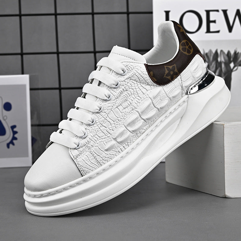 Men's Tiger Limited Embroidered White Low-cut Platform Sneakers