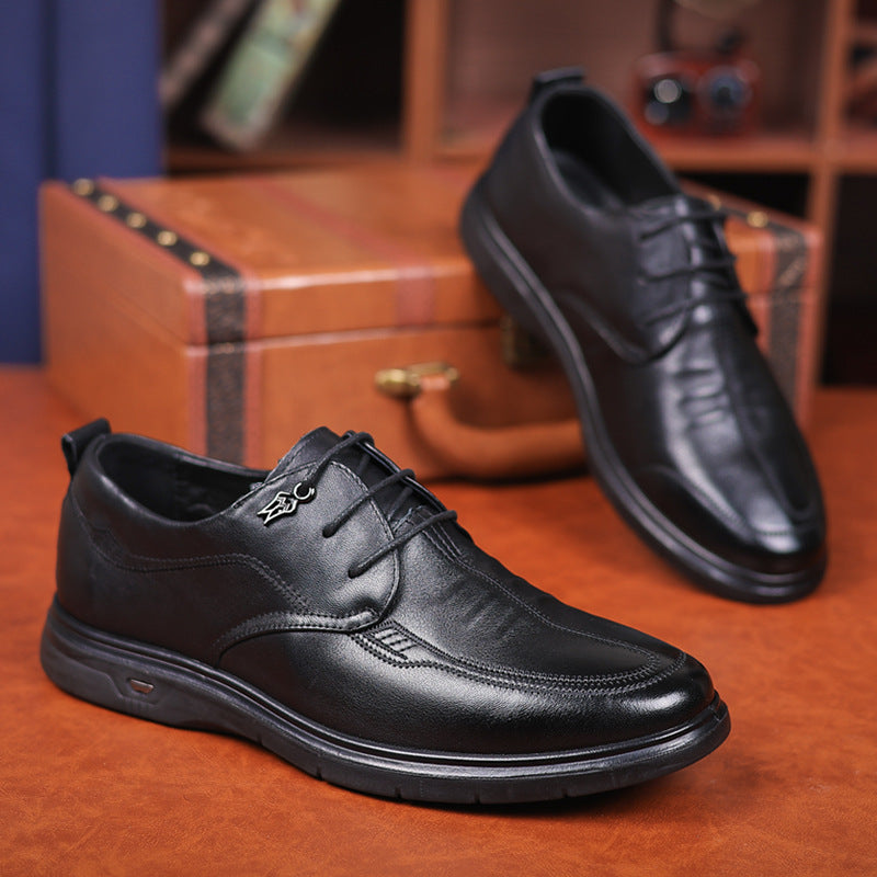 Lace Up Soft Bottom Pumps First Layer Cowhide Men's Casual Leather Shoes