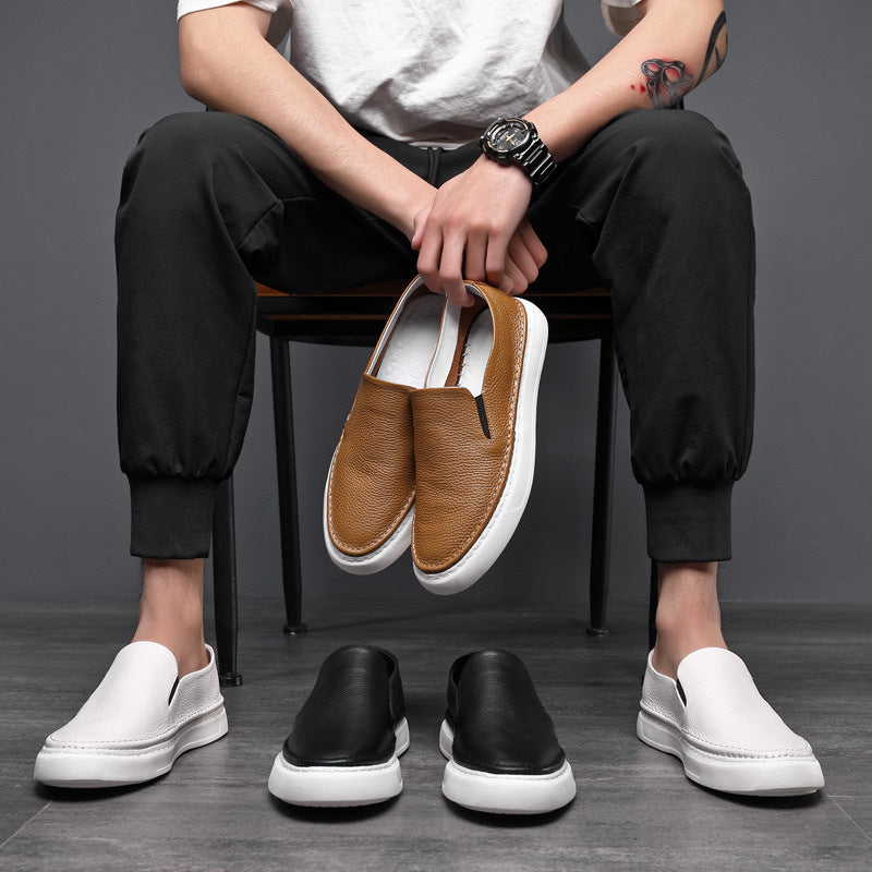 Men's Board Trendy Slip-on Comfortable Cowhide Sneakers