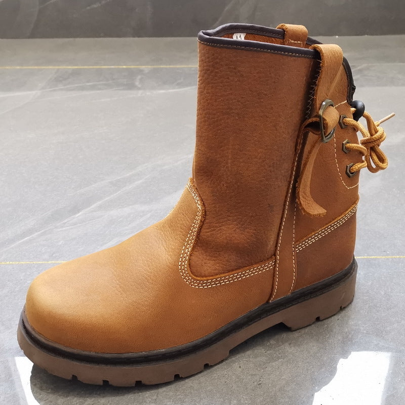 Women's & Men's Offer Cowhide Worker Mongolian Riding Breathable Boots
