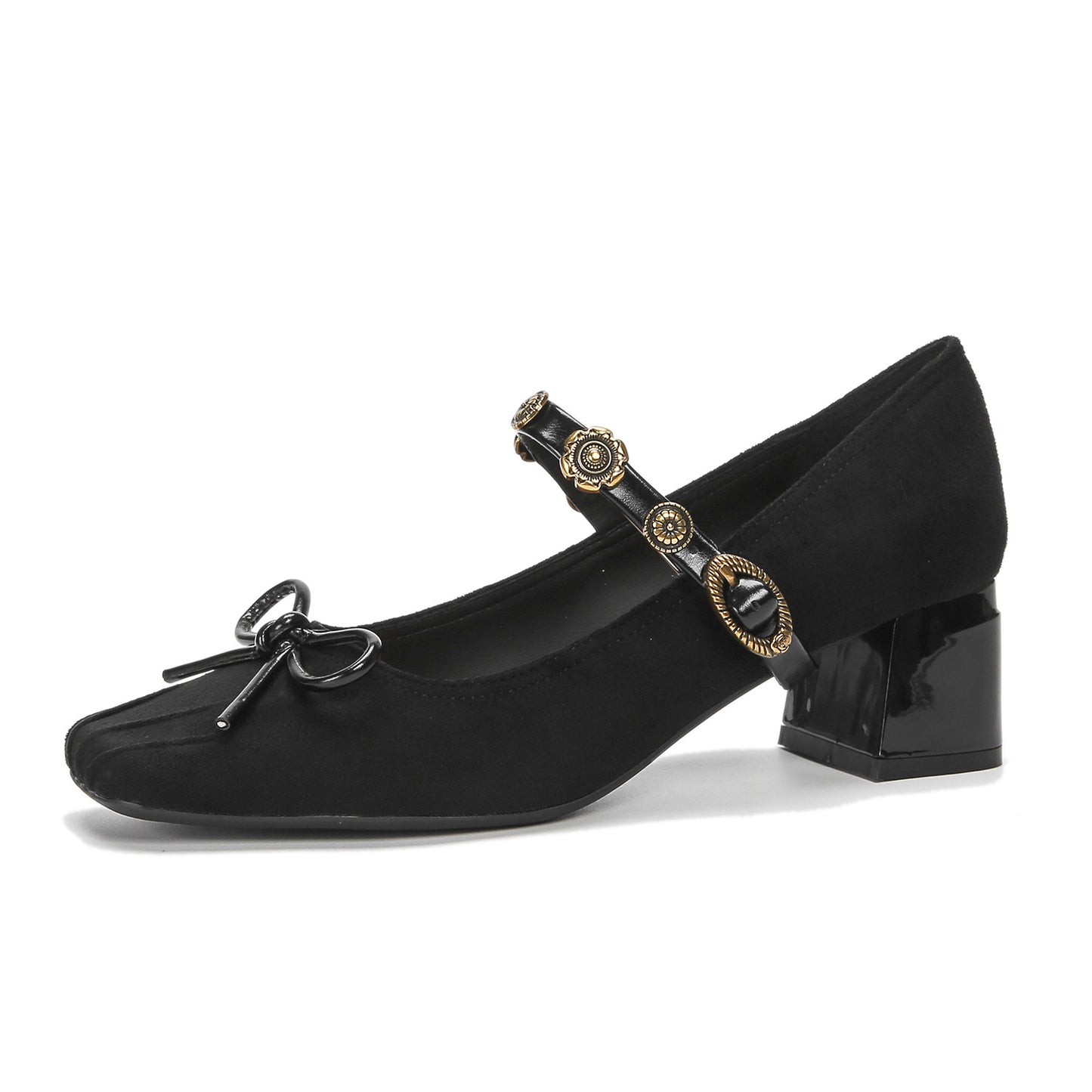 Women's Elegant Shallow Mouth Suede Pumps With Bow Strap Women's Shoes