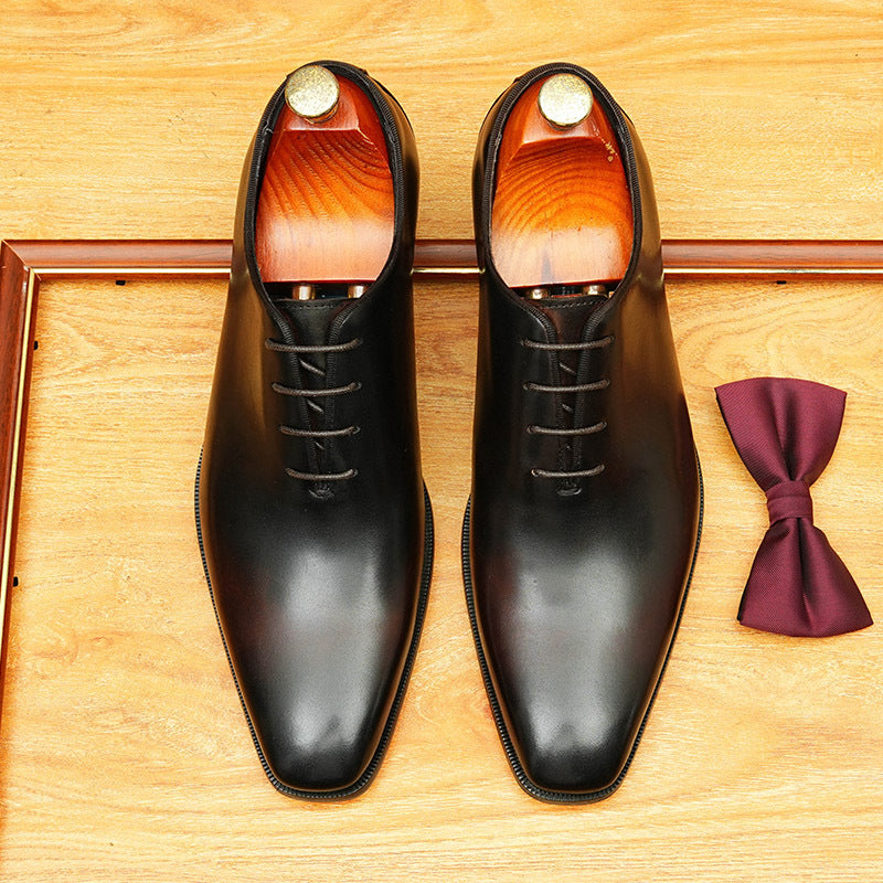 Graceful Men's British Pointed Formal Oxford Men's Business Leather Shoes