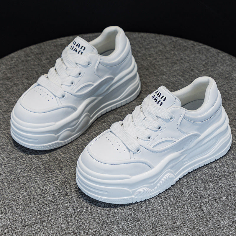 Women's Hidden White Small Spring Fashionable Genuine Sneakers