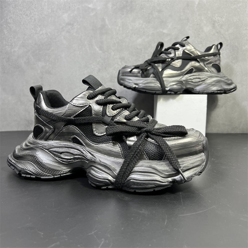 Men's Thick-soled Dad Mesh Heighten Breathable White Casual Shoes