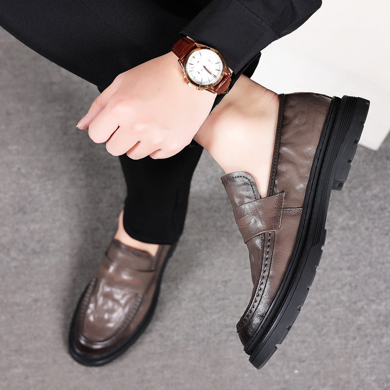 Men's Sheepskin Business Big Head Genuine Formal British Style Men's Shoes