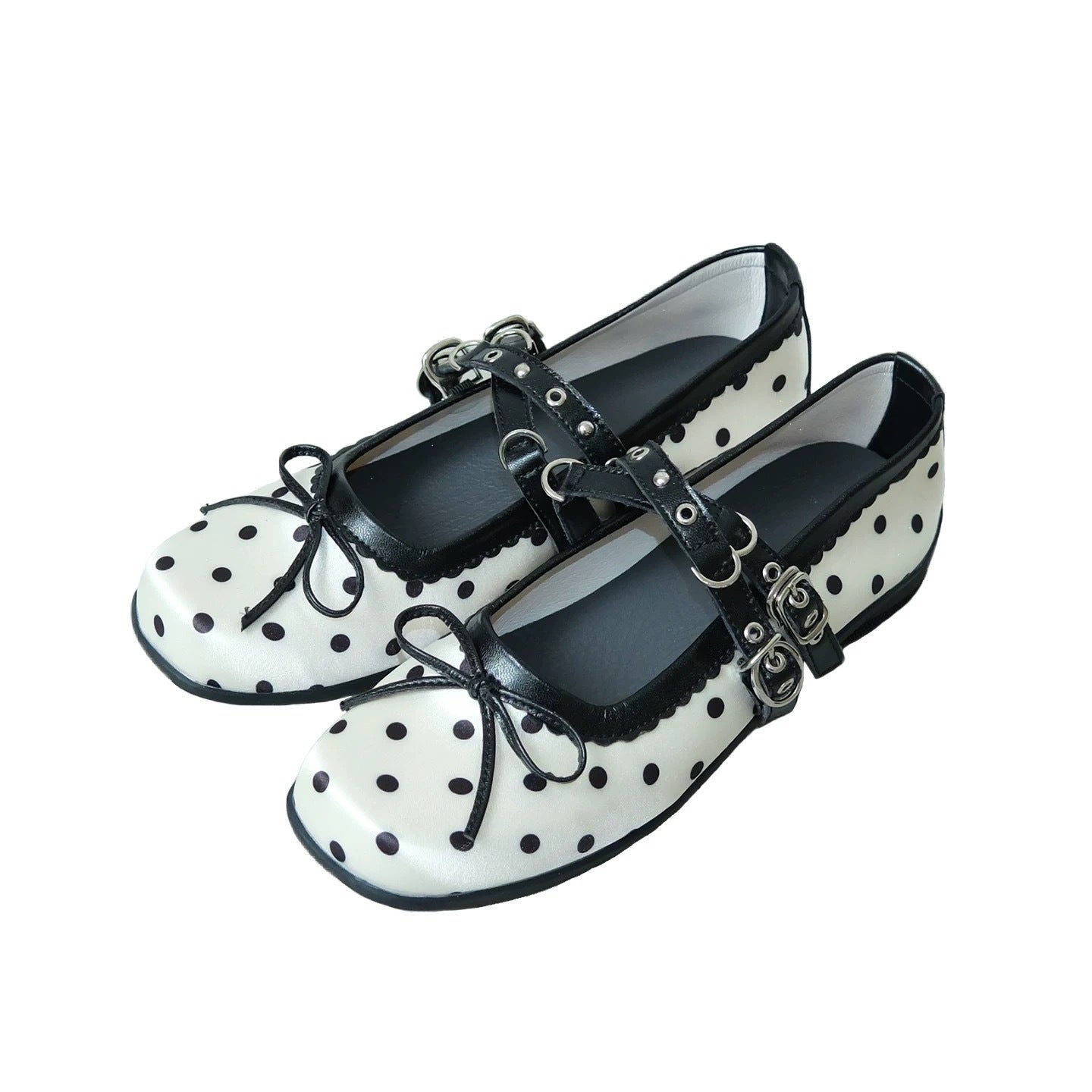 Women's Ballet Soft Bottom Red Polka Dot Satin Mary Jane Flat Women's Fashion Shoes