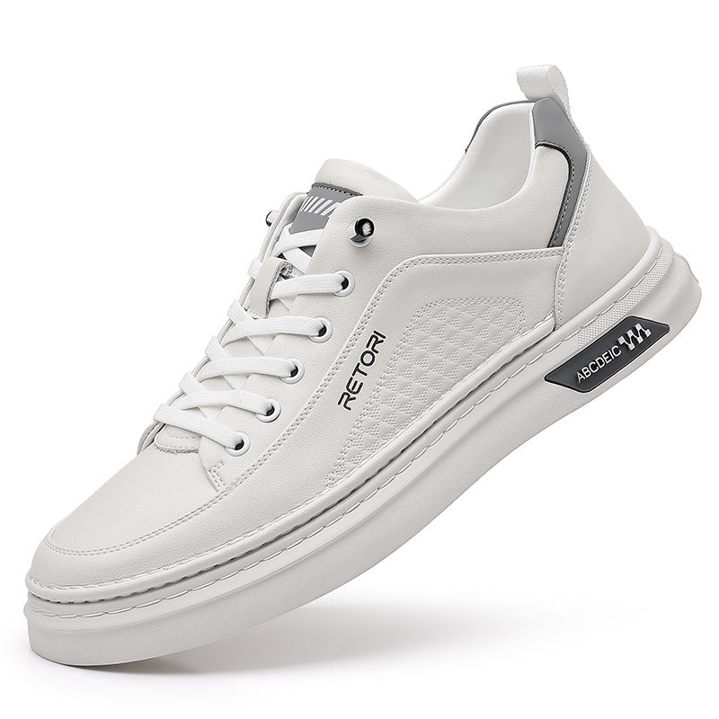 Men's Summer Fashionable Platform Versatile Breathable White Sneakers